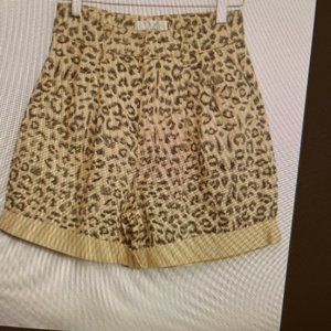 NWT Free People Dogtown cutoff denim pleated Cheetah shorts size 30